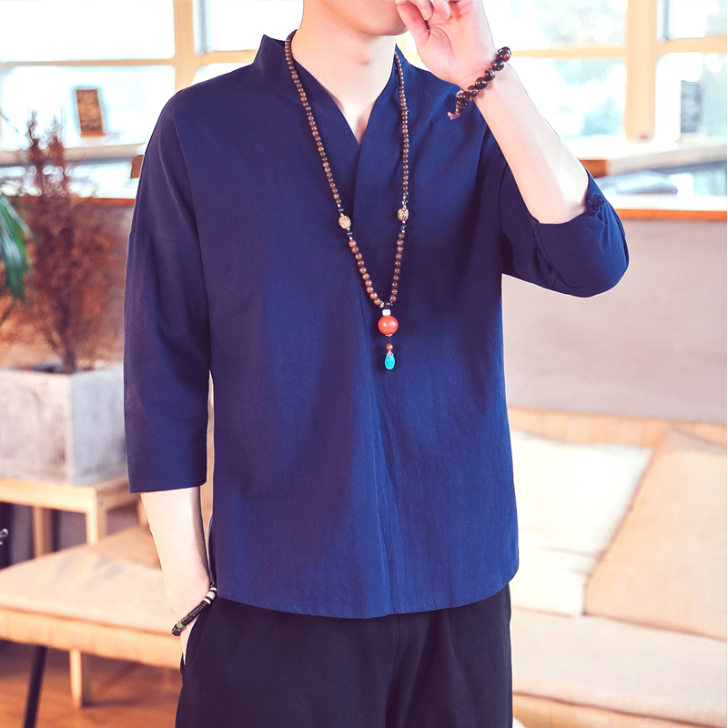 Kimono Japanese Style Men's Short Half-sleeved Shirt T-shirt Japanese Summer Yukata Feather Knitted Cardigan Clothing